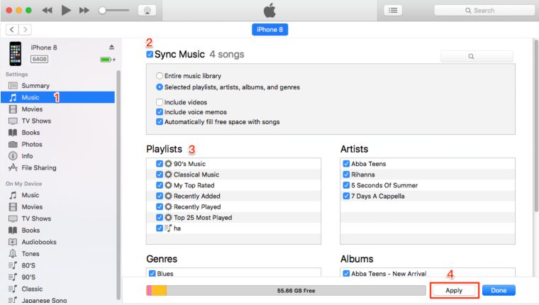 sync songs to iphone on itunes